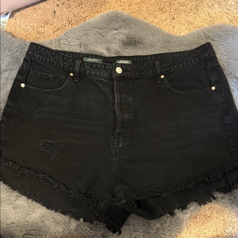 Wild Fable Black Jean Shorts Distressed Hem